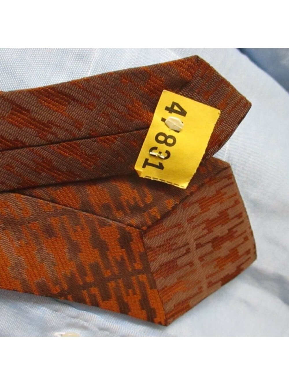 Vintage Necktie Car Salesman Dad Brown Geometric Pattern Polyester Tie